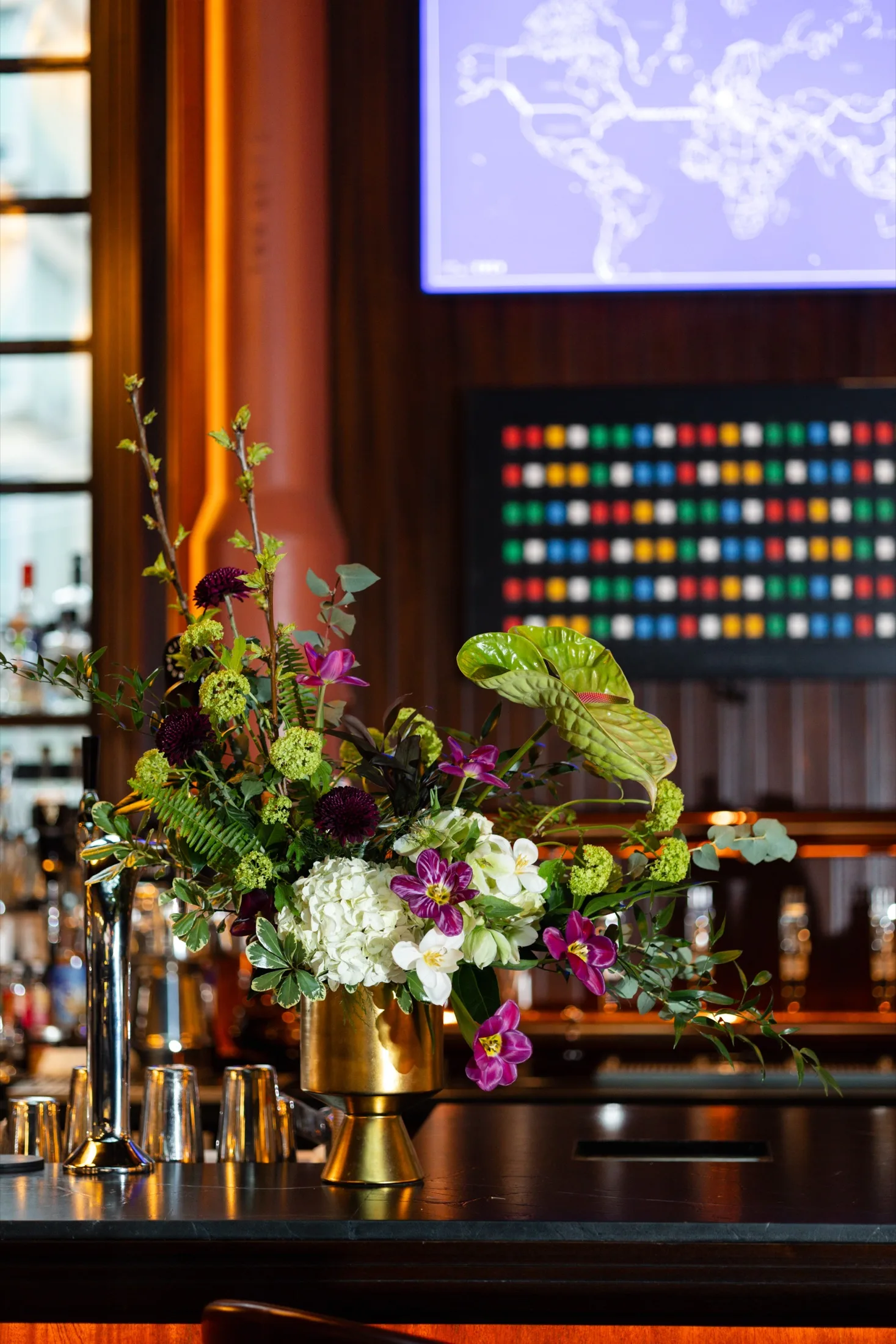 A close detail of event florals and table styling