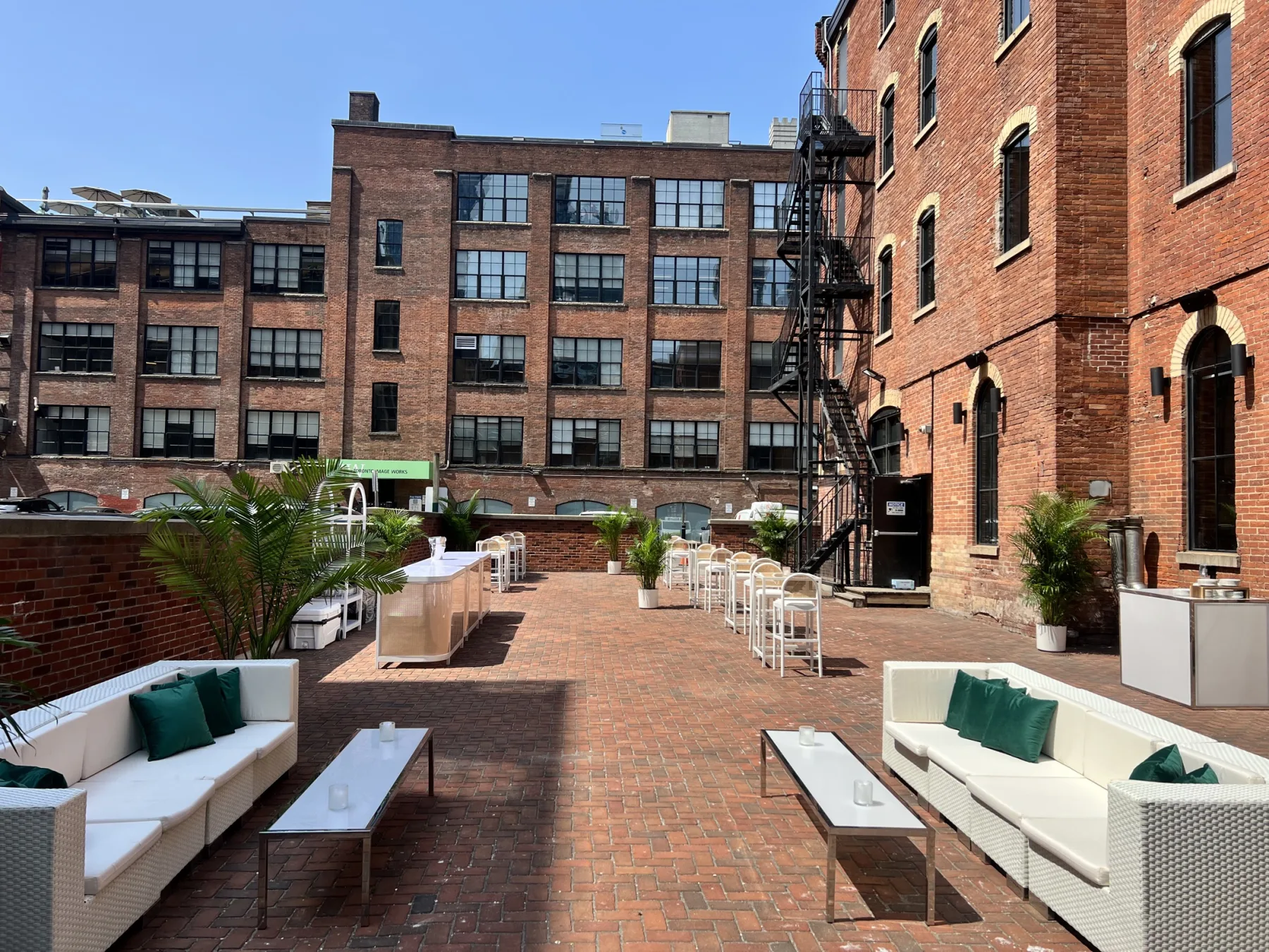 Guests gathering in the Social 460 courtyard