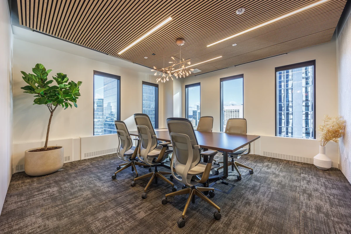 A sunlit meeting room at Roserock Place