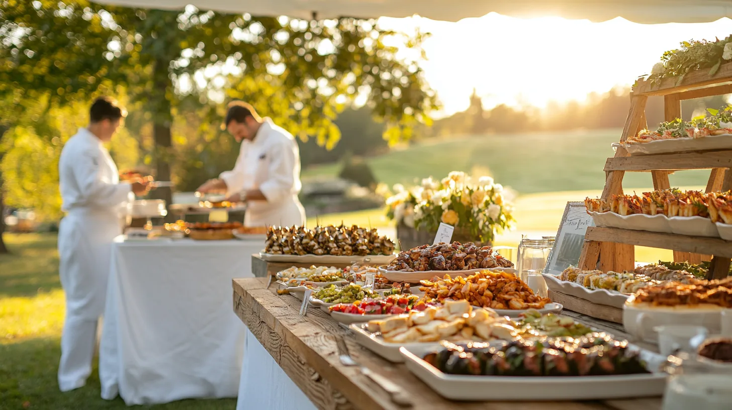 BBQ catering station ready for service