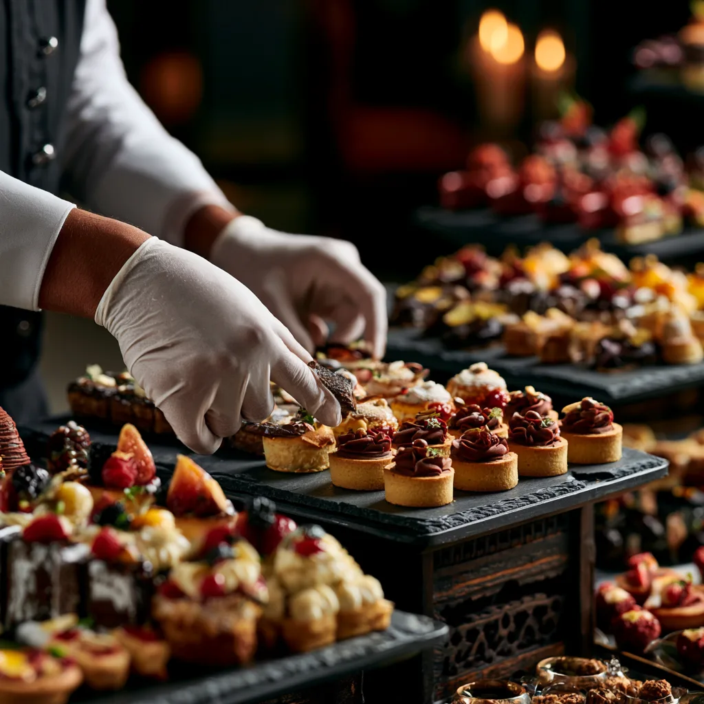 Passed canapes ready for cocktail service