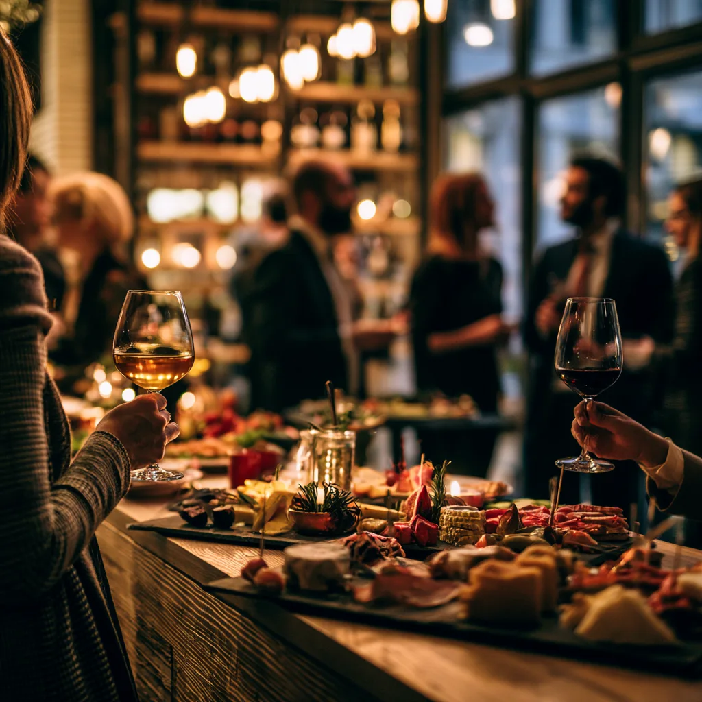 A polished office catering spread set for a corporate event