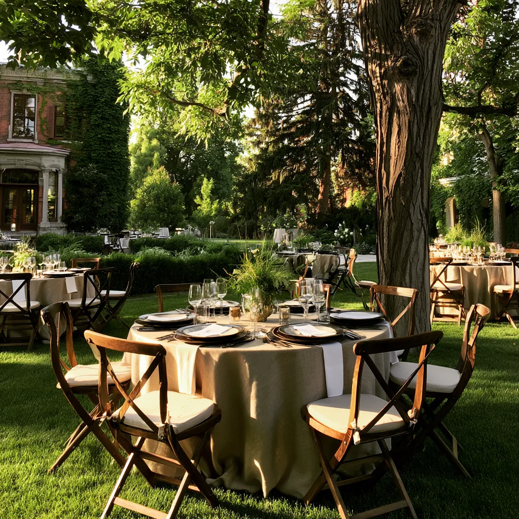 An outdoor celebration table set for a social event